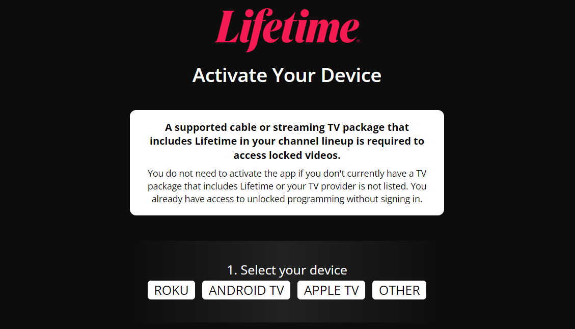 How to Activate the Lifetime TV App on Streaming Devices at mylifetime.com/activate